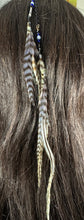 Load image into Gallery viewer, Feather Hair Xtension 4 Blue Crystal Chained &amp; Beaded (6 Feathers)