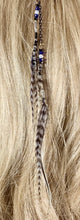 Load image into Gallery viewer, Feather Hair Xtension 4 Blue Crystal Chained &amp; Beaded (6 Feathers)
