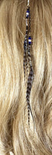 Load image into Gallery viewer, Feather Hair Xtension 4 Blue Crystal Chained &amp; Beaded (6 Feathers)