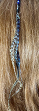 Load image into Gallery viewer, Feather Hair Xtension 4 Blue Crystal Chained &amp; Beaded (6 Feathers)