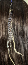 Load image into Gallery viewer, Feather Hair Xtension 4 Blue Crystal Chained &amp; Beaded (6 Feathers)