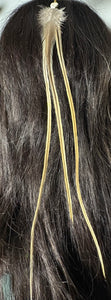 Feather Hair Xtension 11 Gemstone Leaf Bead (3 Feathers)