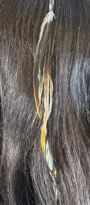 Feather Hair Xtension 15 Ornate Natural Bead (7 Feathers)