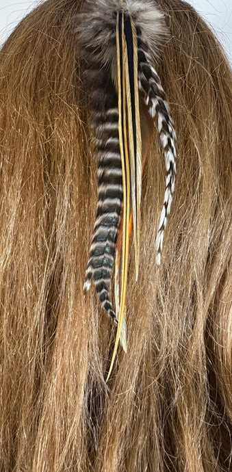 Feather Hair Xtension 16 Gemstone Bead (6 Feathers)
