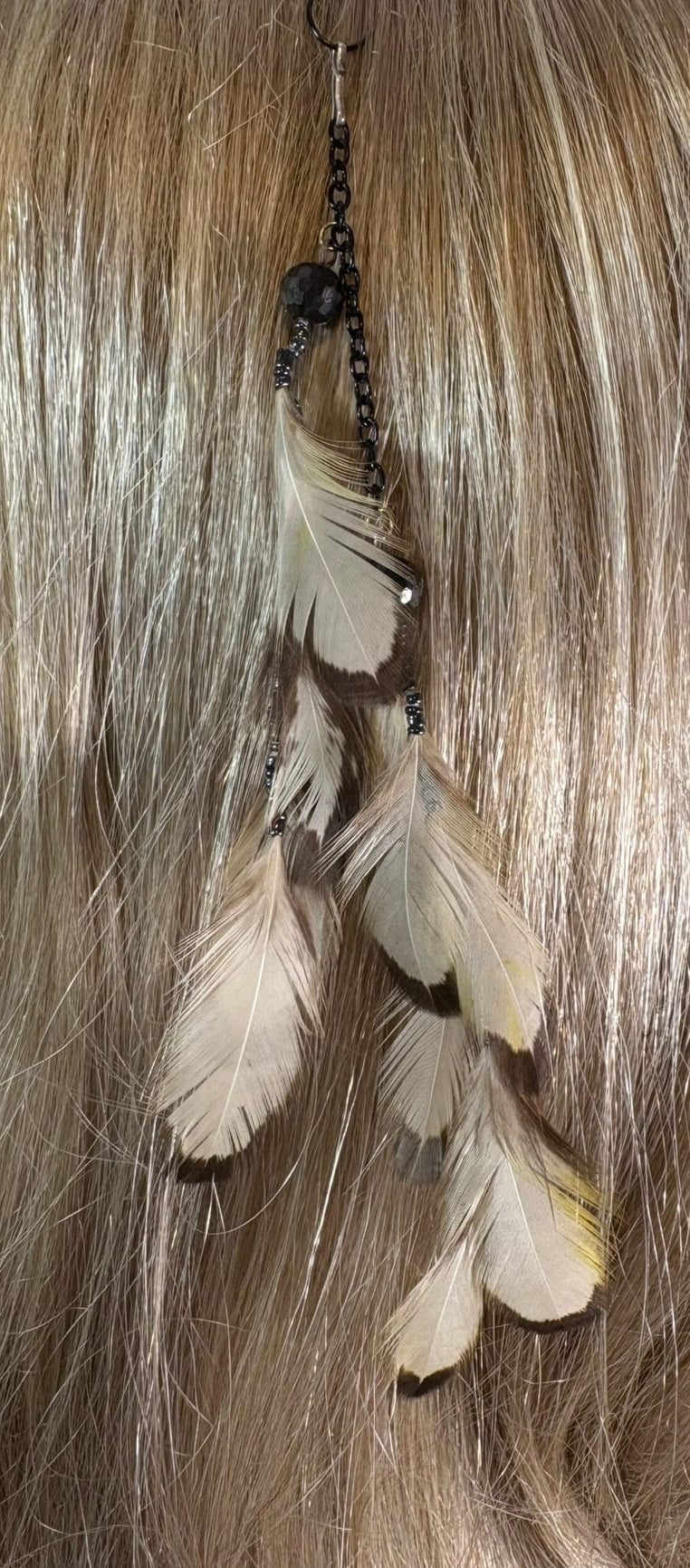 Feather Hair Xtension 22 Crystals Chained Beaded (12 Feathers)