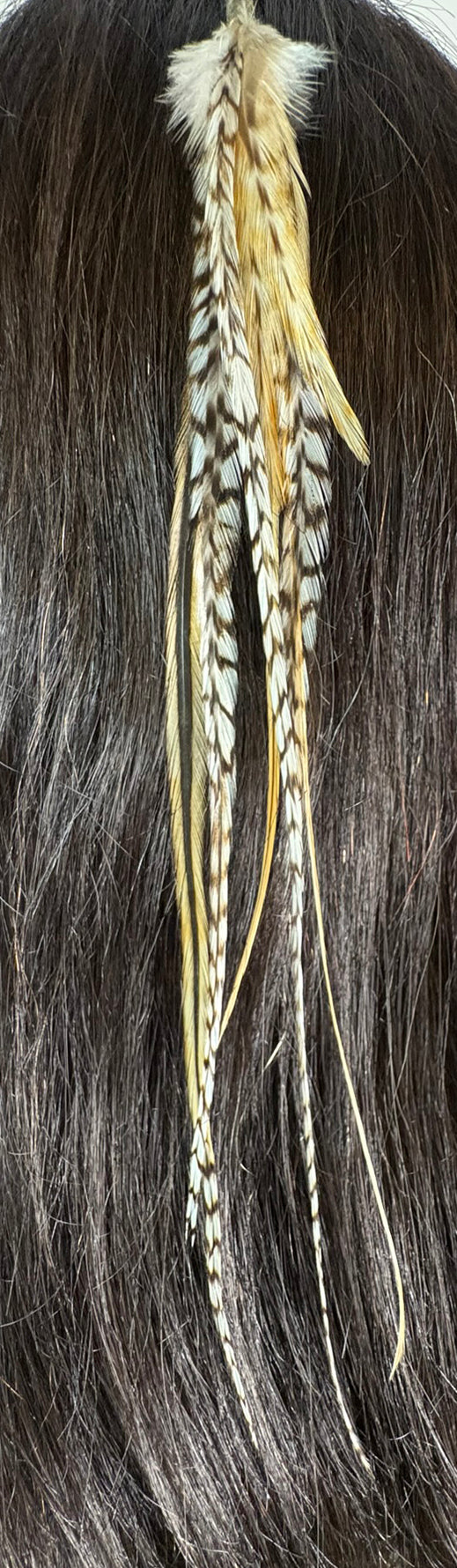 Feather Hair Xtension 24 Barrel Bead (6 Feathers)