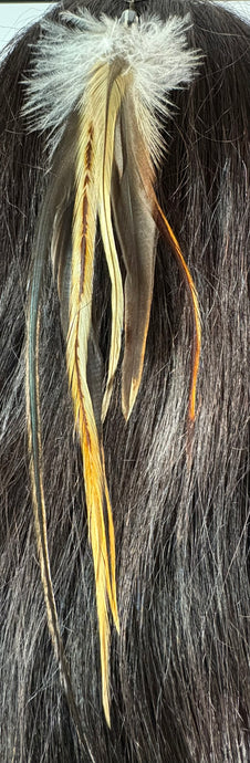 Feather Hair Xtension 29 Ornate Natural Bead (6 Feathers)