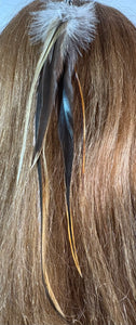 Feather Hair Xtension 29 Ornate Natural Bead (6 Feathers)