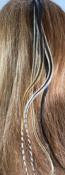 Feather Hair Xtension 30 Ornate Natural Bead (4 Feathers)