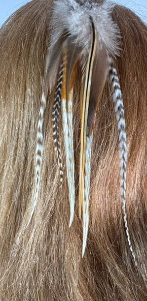 Feather Hair Xtension 30 Barrel Bead (5 Feathers)