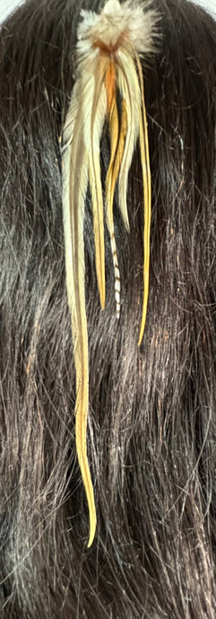 Feather Hair Xtension 35 Carved Natural Bead (5 Feathers)