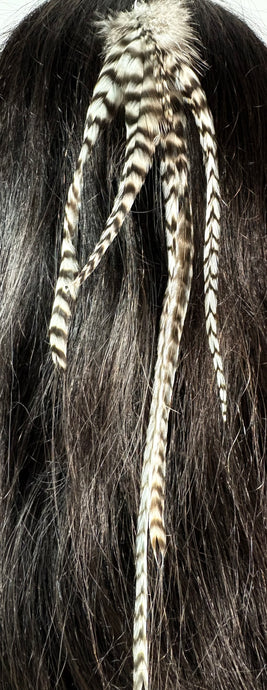 Feather Hair Xtension 37 Ornate Natural Bead (5 Feathers)