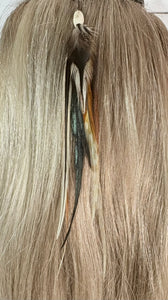 Feather Hair Xtension 38 Carved Natural Bead (7 Feathers)