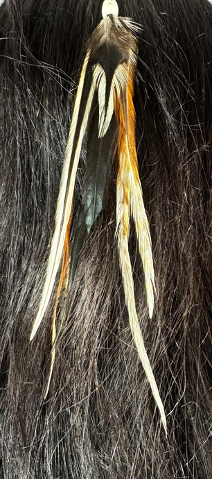Feather Hair Xtension 38 Carved Natural Bead (7 Feathers)