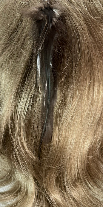 Feather Hair Xtension 40 Carved Natural Bead (6 Feathers)