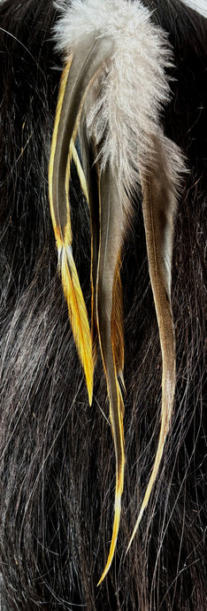 Feather Hair Xtension 41 Ornate Natural Bead (6 Feathers)