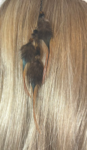 Feather Hair Xtension 42 Chained Crystal Beads (3 Feathers)
