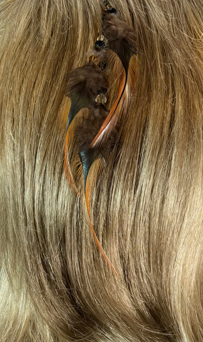 Feather Hair Xtension 42 Chained Crystal Beads (3 Feathers)
