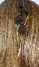 Load image into Gallery viewer, Feather Hair Xtension 42 Chained Crystal Beads (3 Feathers)