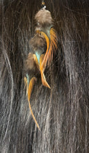 Load image into Gallery viewer, Feather Hair Xtension 42 Chained Crystal Beads (3 Feathers)