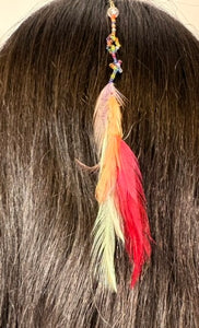 Feather Hair Xtension 45 Crystal Knotted Seed Beads (6 Feathers)