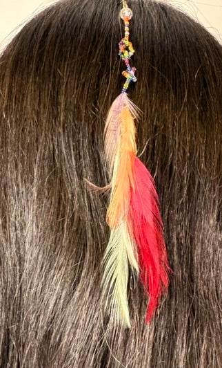 Feather Hair Xtension 45 Crystal Knotted Seed Beads (6 Feathers)