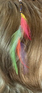 Feather Hair Xtension 45 Crystal Seed Beads (6 Feathers)