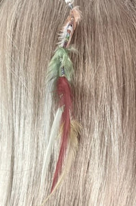 Feather Hair Xtension 47 Crystals Seed Beads (6 Feathers)