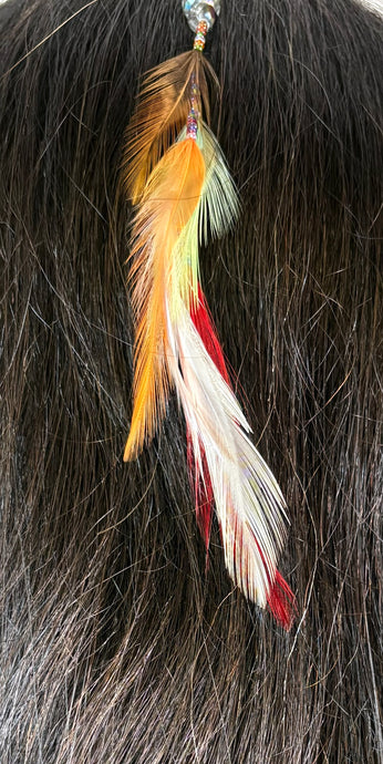 Feather Hair Xtension 48 Crystals Seed Beads (7 Feathers)