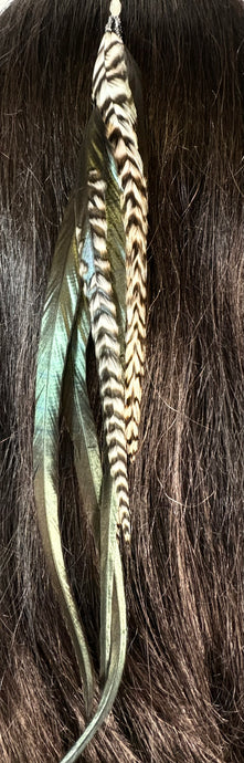 Feather Hair Xtension 51 Seed Beads (9 Feathers)