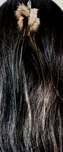 Feather Hair Xtension 58 Carved Natural Bead (5 Feathers)