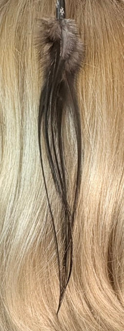Feather Hair Xtension 58 Carved Natural Bead (5 Feathers)