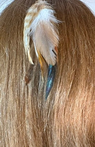 Feather Hair Xtension 60 Seed Beads( 6 Feathers)