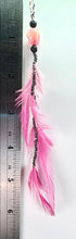 Load image into Gallery viewer, Feather Hair Xtension 60 Coral &amp; Seed Beads (4 Feathers)