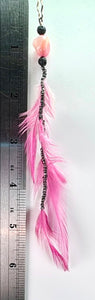 Feather Hair Xtension 60 Coral & Seed Beads (4 Feathers)
