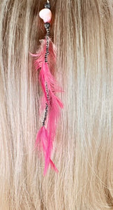 Feather Hair Xtension 60 Coral & Seed Beads (4 Feathers)