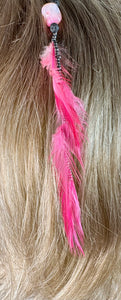 Feather Hair Xtension 60 Coral & Seed Beads (4 Feathers)
