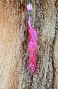 Feather Hair Xtension 60 Coral & Seed Beads (4 Feathers)