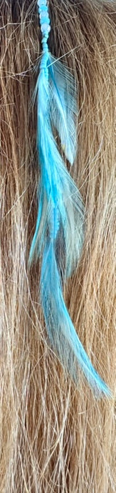 Feather Hair Xtension 57 Crystals Seed Beads (6 Feathers)