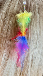 Feather Hair Xtension 58 Crystal Seed Beads (6 Feathers)