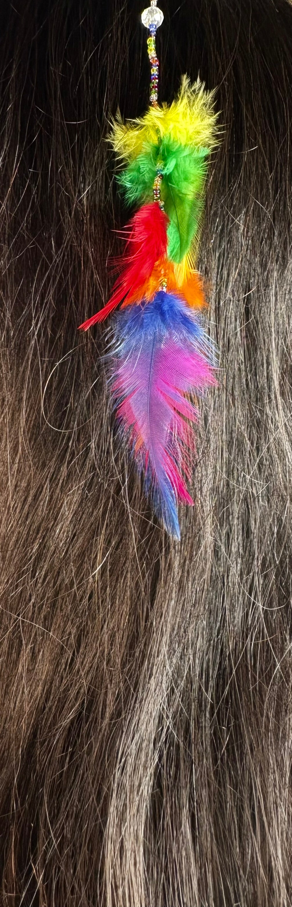 Feather Hair Xtension 58 Crystal Seed Beads (6 Feathers)