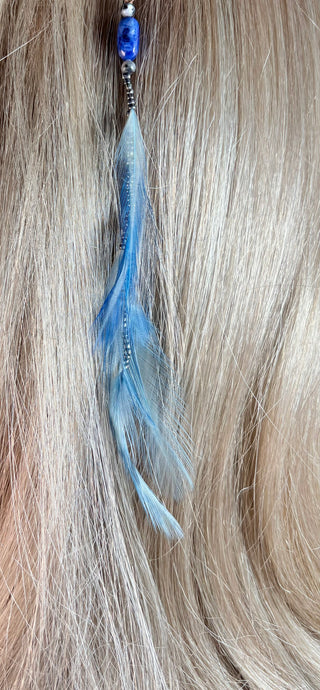 Feather Hair Xtension 60 Gemstone Beads Seed Beads (6 Feathers)