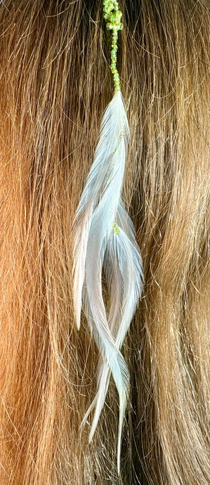 Feather Hair Xtension 62 Knotted Seed Beads (5 Feathers)