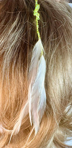 Feather Hair Xtension 62 Knotted Seed Beads (5 Feathers)