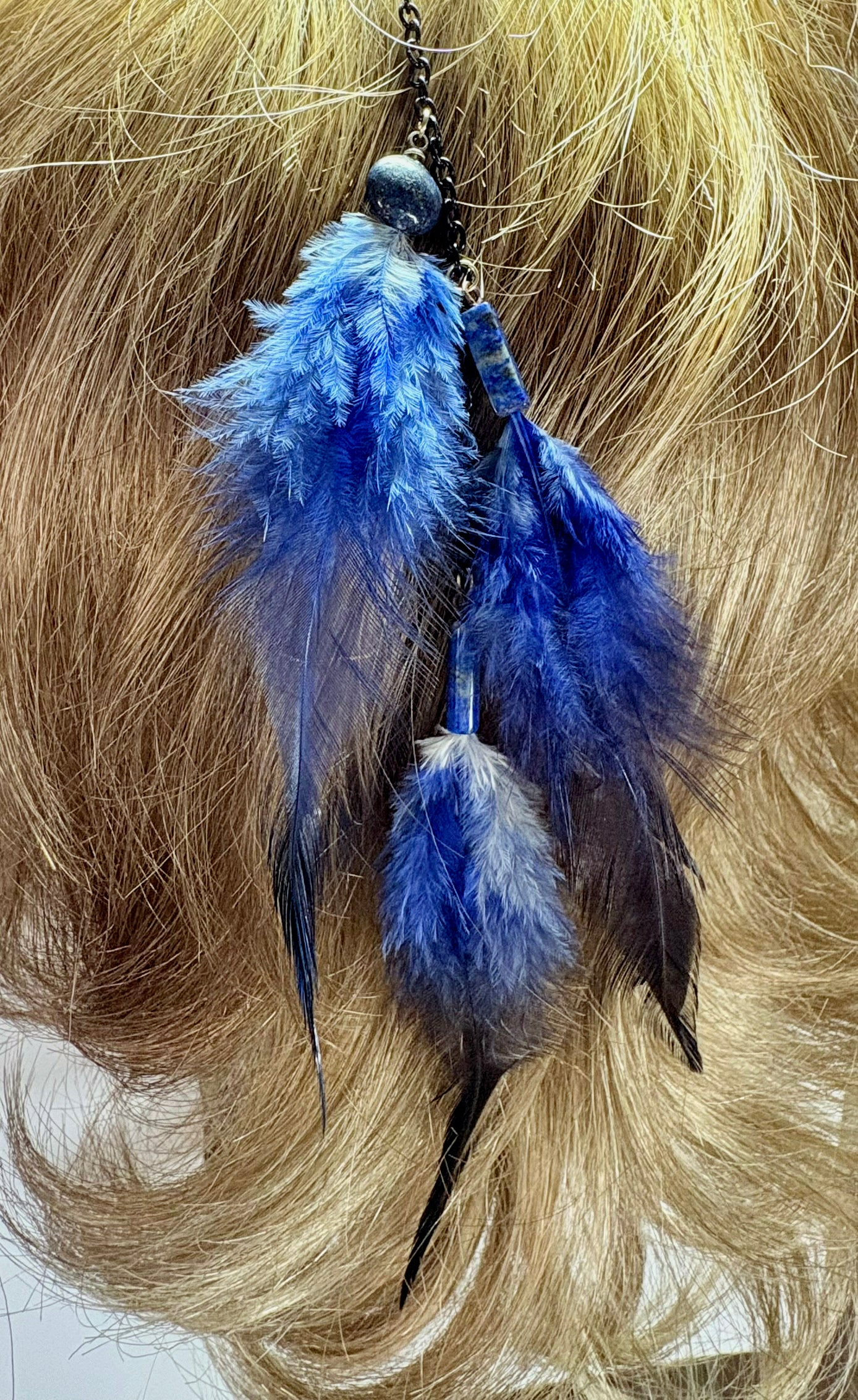 Feather Hair Xtension 63 Multiple Gemstones Chained (3 Feathers)