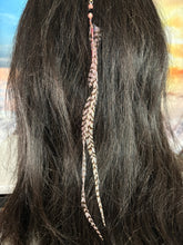 Load image into Gallery viewer, Feather Hair Xtension 65 Crystals Seed Beads (3 Feathers)