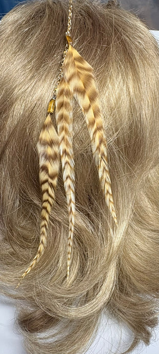 Feather Hair Xtension 68 Multiple Gemstones Chained (3 Feathers)