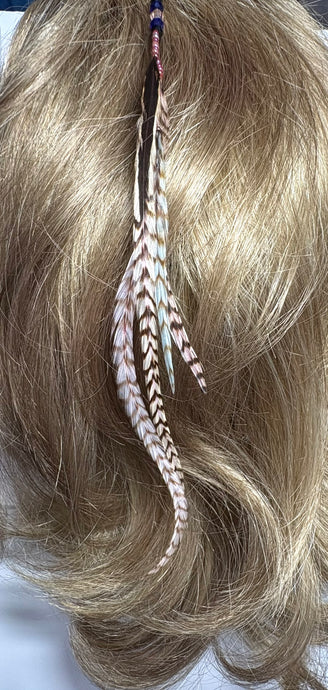 Feather Hair Xtension 70 Crystals Seed Beads (4 Feathers)