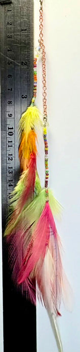Feather Hair Xtension 72 Chained Crystals Seed Beads (10 Feathers)
