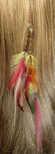 Load image into Gallery viewer, Feather Hair Xtension 72 Chained Crystals Seed Beads (10 Feathers)